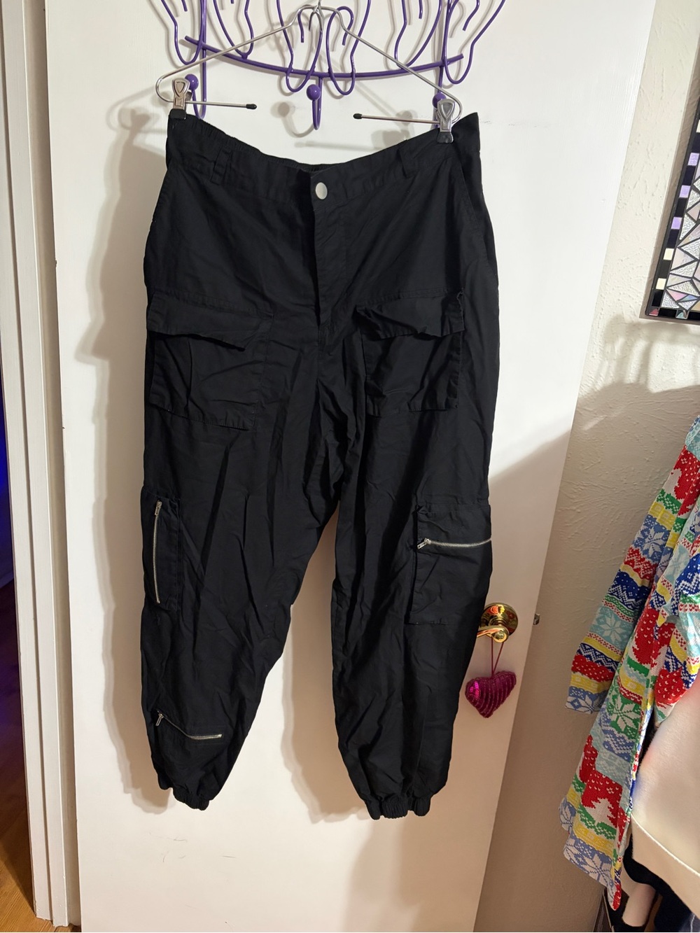 🧡 1X Rue Black Cargo Jogger Pants with Zipper Details - Picture 4 of 13